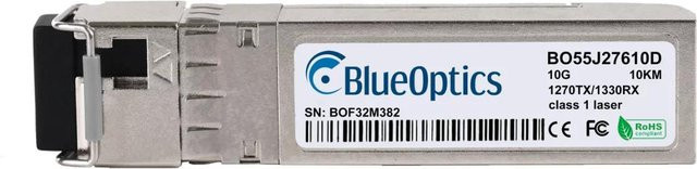 BlueOptics SFP+ Bidi Transceiver BO55J27610D kompatibel mit Extreme Networks, 10GBASE-BX-U, Singlemode Fiber, LC-Simplex, TX1270nm/RX1330nm, 10KM, DDM, Farbe: Silber - Bild 1