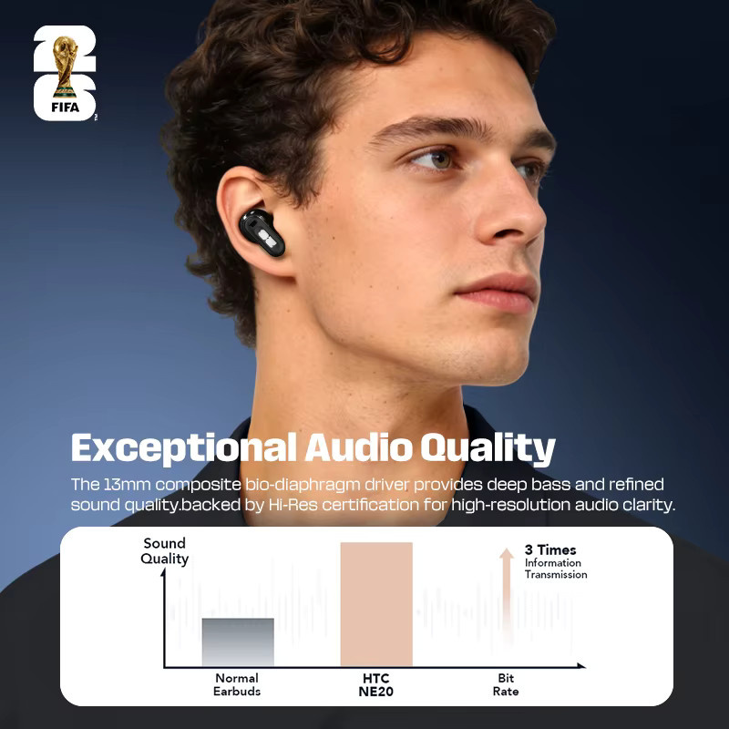 FIFA F26E01 AI Echtzeit-Übersetzungs-Kopfhörer, kabellose Bluetooth 5.4 TWS-Ohrhörer mit ENC Geräuschunterdrückung und HiFi-Stereo in Blau - Bild 3