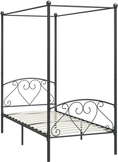 vidaXL Himmelbett-Gestell aus Metall in Grau, B/T: 100 x 200 cm - Bild 1