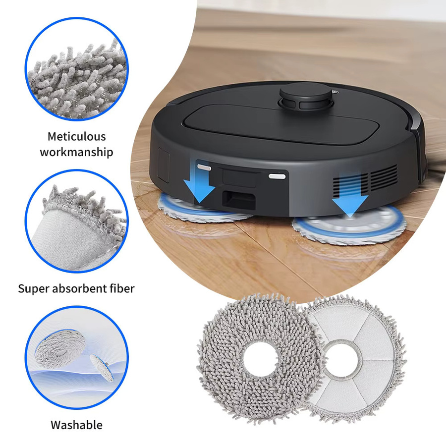 WINDNINJA Ersatz-Mopptücher für Dreame L10S Ultra, L20 Ultra, Xiaomi X20+, X10+, X20 Plus, X10 Plus und Ecovacs T30 Max, T30 Pro Roboterstaubsauger - Bild 4