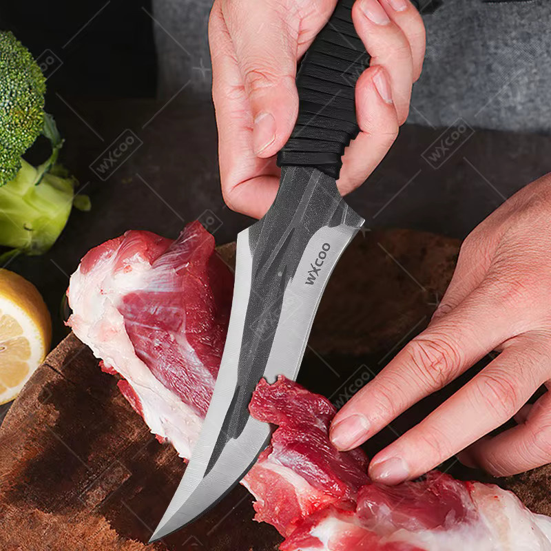 WXCOO Handgeschmiedetes Fleischbeil aus Edelstahl in Silber zum Entbeinen und Kochen - Bild 4
