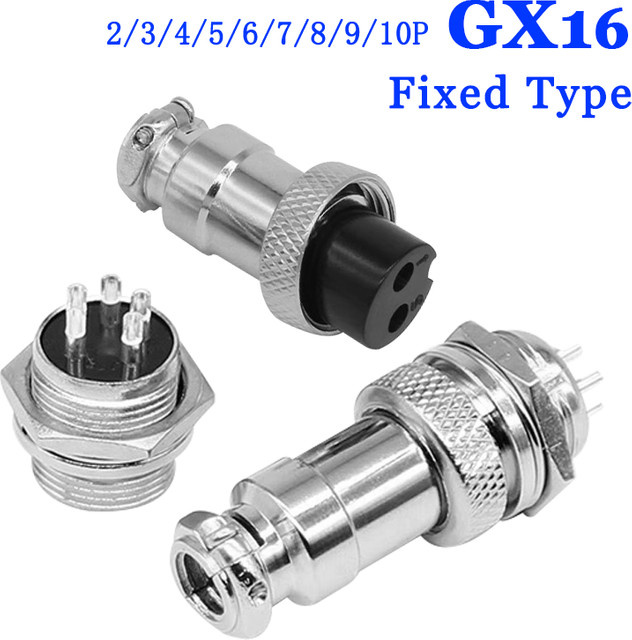 5er Set GX16 Luftfahrt Stecker Set mit Buchse, kreisförmige Panel Mount Stecker für 2 bis 10 Pin, Farbe: Silber - Bild 1