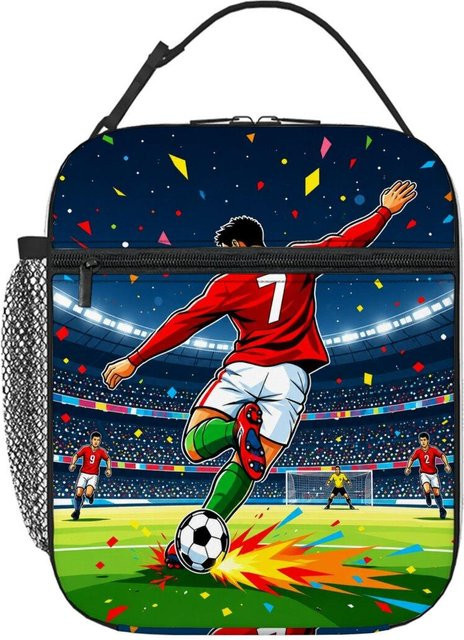 Isolierte Lunchtasche mit Fußball-Aufdruck von Fancy Style Studio, Mehrfarbig, B/H/T: 26,0 x 21,0 x 11,0 cm - Bild 1