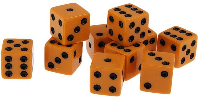 Allbestart Sechsseitige D6 Punktwürfel, 10-teiliges Set, Orange - Bild 1
