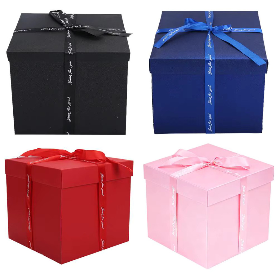 Große Explosions-Geschenkbox aus Pappe in Pink für Geburtstag, Hochzeit, Jubiläen, Weihnachten und Valentinstag - Bild 3