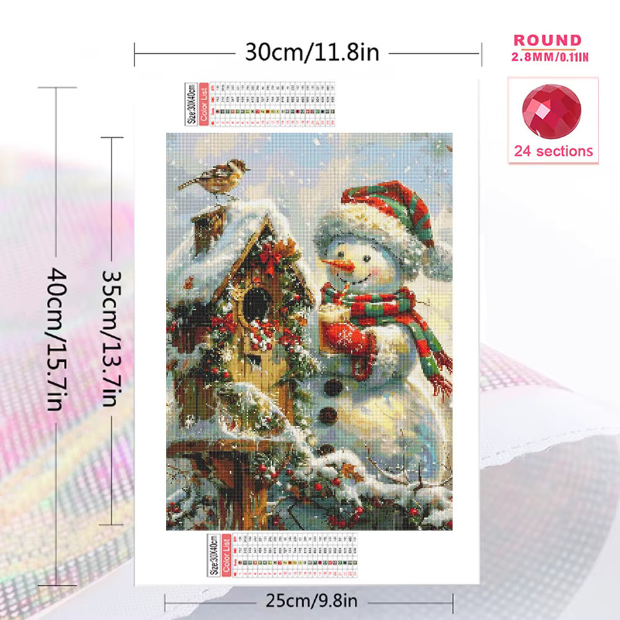 Evershine Diamant-Gemälde Weihnachten Schneemann Landschaft Mosaik Wanddekoration Multicolour B/H: 30,0 x 20,0 cm - Bild 2