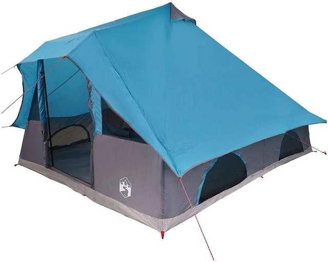 vidaXL Tipi Zelt mit Dach und Speicher in Blau, Maße H x B x T: 258 x 358 x 296 cm - Bild 1