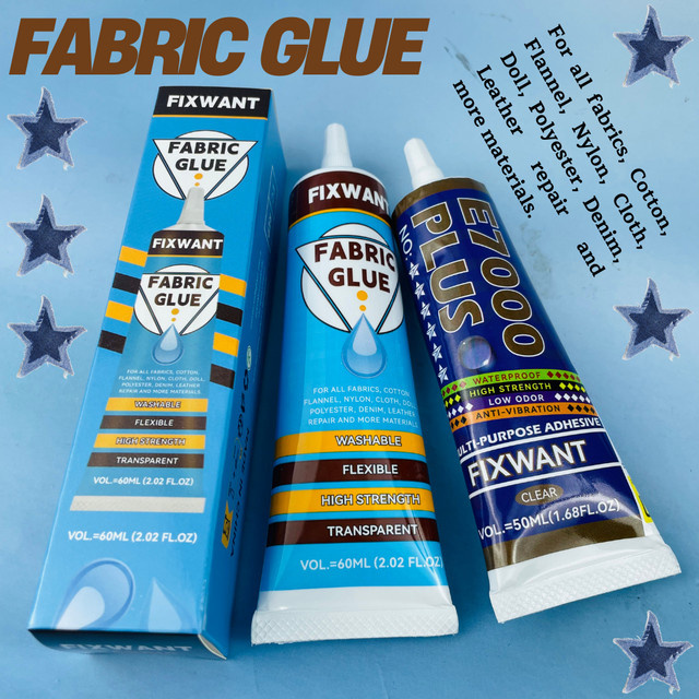 FIXWANT Textilkleber Transparent für Bastelarbeiten und Reparaturen an Leder, Baumwolle und Polyester - Bild 1