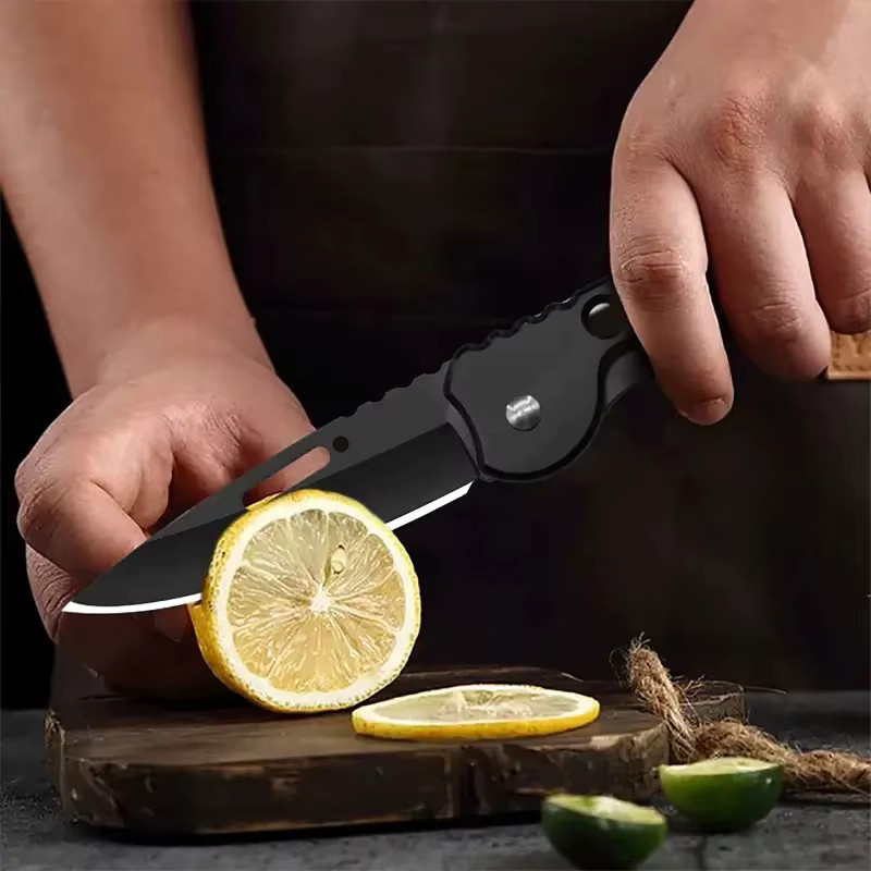 Multifunktionales Mini-Klappmesser aus Edelstahl in Schwarz für Outdoor und Camping - Bild 4
