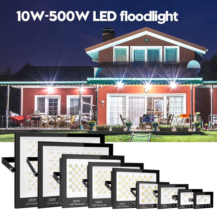 Wasserdichter LED-Flutlicht Strahler in Schwarz, 100 W, IP66 COB Außenleuchte für Garten und Wand - Bild 2