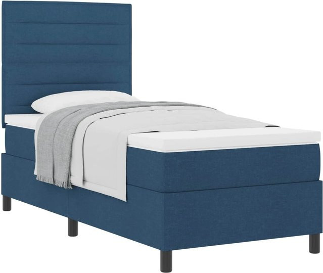 vidaXL Boxspringbett mit Matratze und Kopfteil in Blau, B/T/H: 90 x 200 x 140 cm - Bild 1