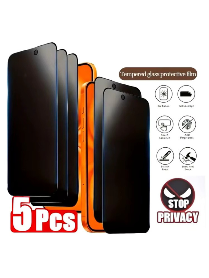 5er Pack Anti-Spionage Displayschutz aus gehärtetem Glas mit 9H Härte für iPhone 17 16 15 14 13 12 11 Pro Max Plus XR XS transparent - Bild 5