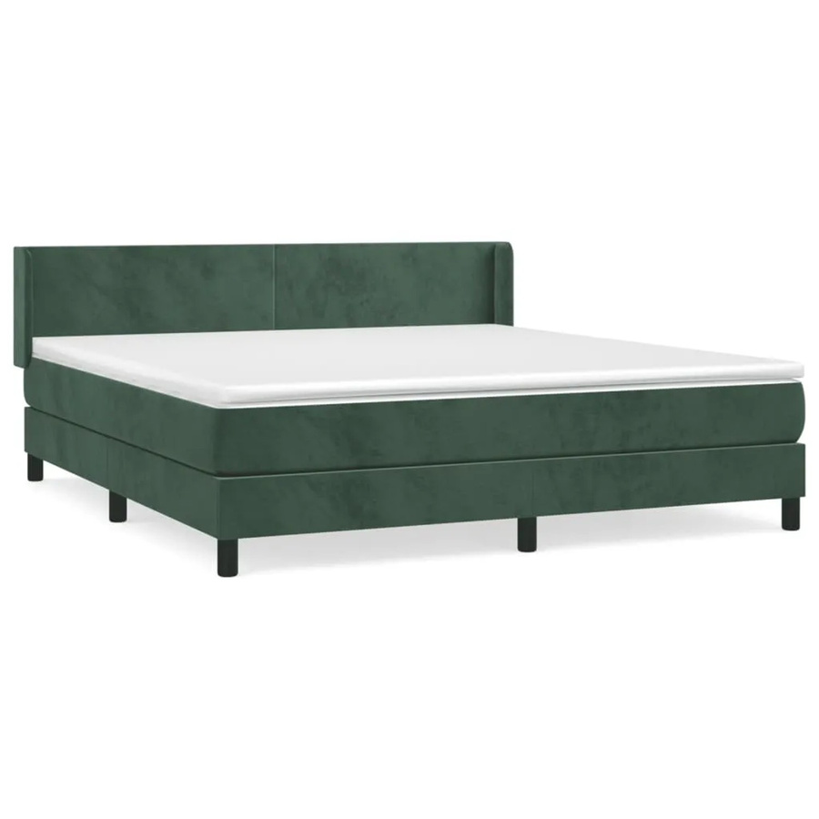 vidaXL Boxspringbett mit Matratze in Dunkelgrün aus Samt, Hybrid-Modell mit Taschenfederkern, B/T: 180 x 200 cm - Bild 2
