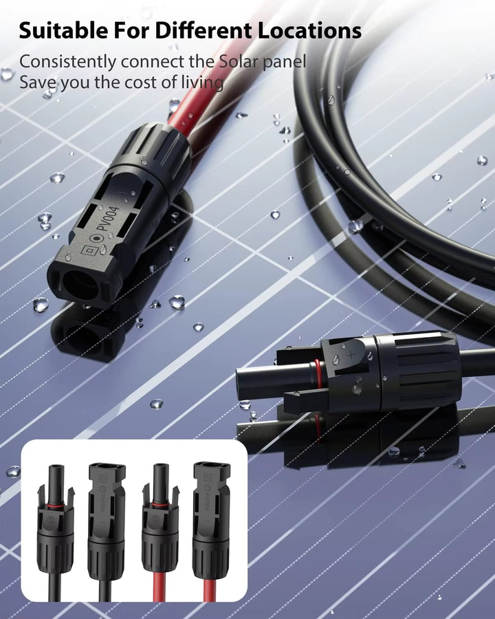 JINGYANGPV Solar-Verlängerungskabel 6mm² 10m Set in Rot und Schwarz mit Paarsteckern für Photovoltaik-Anlagen - Bild 4