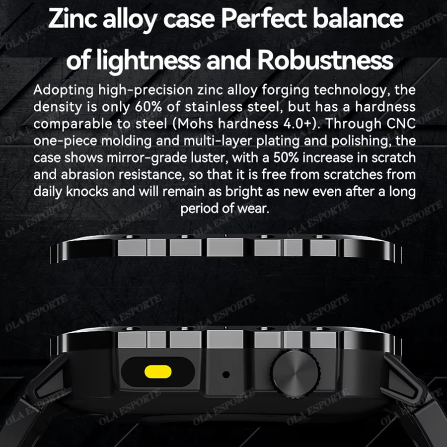 Ola Esporte Outdoor-Sport-Smartwatch mit 2,01 Zoll HD-Bildschirm, Bluetooth-Telefonie und LED-Taschenlampe in Braun - Bild 2