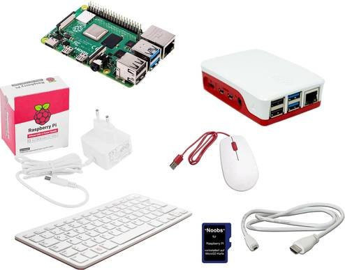 Raspberry Pi Desktop Kit 4 B 4GB mit Tastatur, Maus, Noobs OS, Netzteil und Gehäuse in Weiß - Bild 1