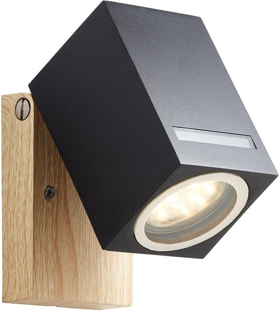 BRILLIANT Galeni Außenwandstrahler Schwarz/Natur für Garten und Wand mit GU10 Fassung und 20W Reflektorlampen-Eignung - Bild 1