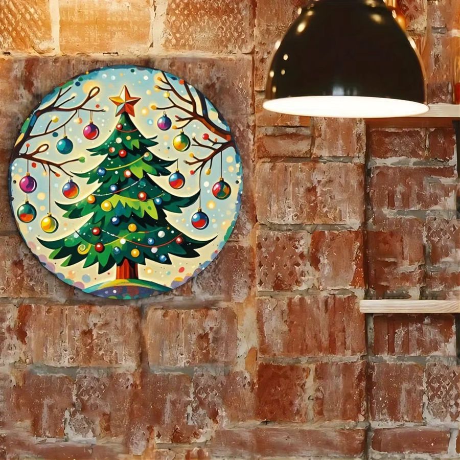Rustikales Weihnachtsbaum-Dekorschild aus Eisen von Potdemiel für Wand und Tür im Bauernhaus-Stil, B/H: 20 x 20 cm - Bild 5