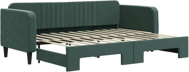 vidaXL Ausziehbares Tagesbett aus Samt in Dunkelgrün mit Schubladen B/T/H: 80 x 200 x 75 cm - Bild 1
