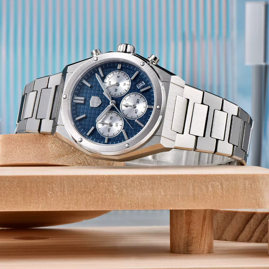 RollsTimi Herren-Chronograph, Quarz, Edelstahl, Saphirglas, Weiß, Herren - Bild 2