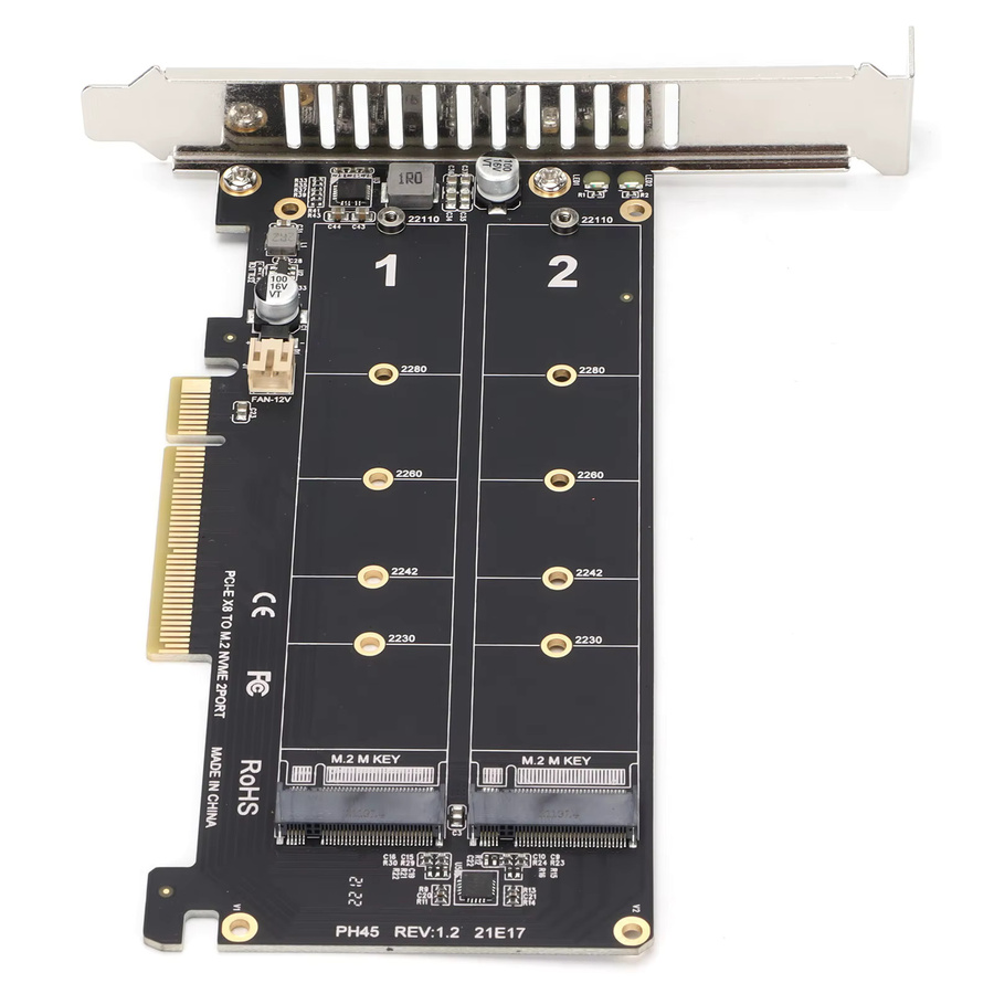 VBESTLIFE Dual M.2 NVMe SSD zu PCIe x8 M-Key Adapterkarte, Erweiterungskarte in Schwarz - Bild 2