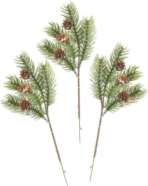 Künstlicher Edeltannen-Pick Tessy mit Zapfen in Grün für Weihnachten und Winter - Bild 1