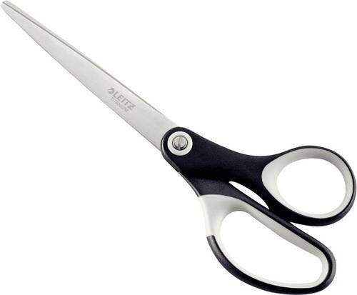 Leitz Titanium Schere 5416 mit titanbeschichtetem Stahl und ergonomischem Griff für Rechts- und Linkshänder in Schwarz-Weiß, Länge: 18 cm - Bild 1