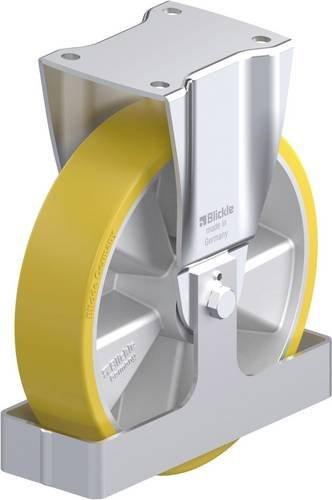 Blickle Stahlblech-Bockrolle BH-ALTH 250K-FS in Silber und Gelb mit 250 mm Rad-Durchmesser und 900 kg Tragfähigkeit - Bild 1