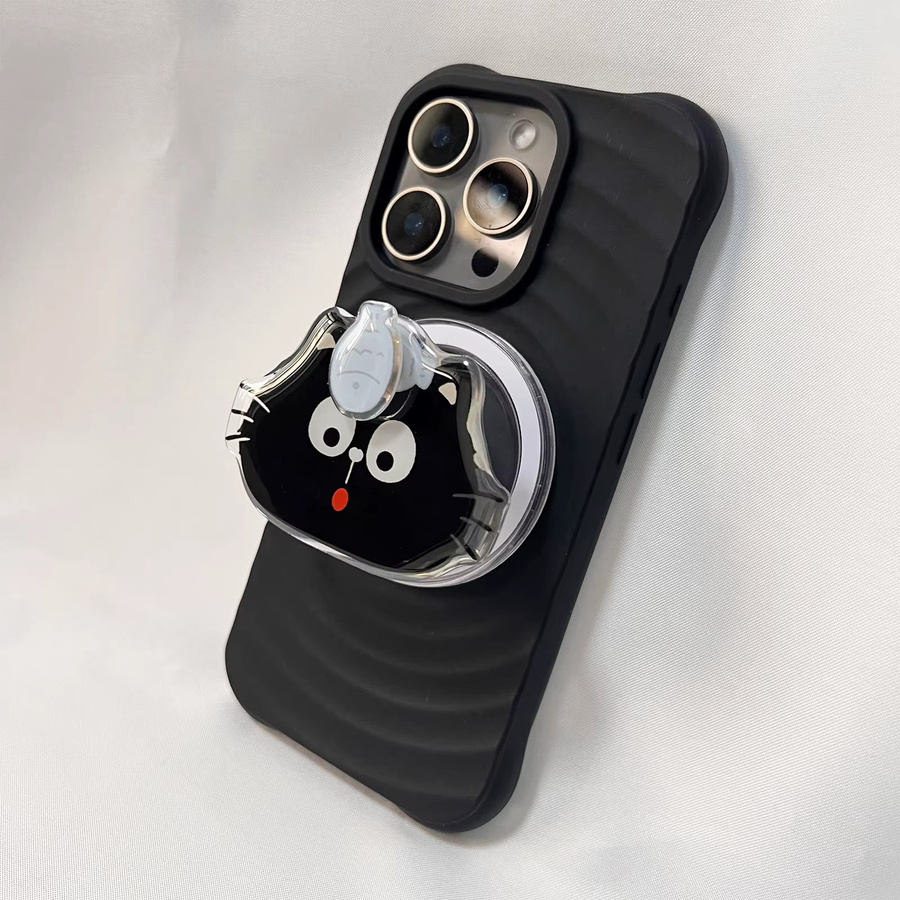LS Faltbarer Handyhalter Schwarze Katze mit 360-Grad-Drehfunktion für iPhone 16 Pro Max und iPhone 17 Pro Max - Bild 3