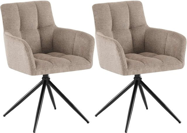 2er Set DELUKE Esszimmerstühle DEBAS aus Stoff in Taupe, B/T/H: 59 x 59 x 87 cm - Bild 1
