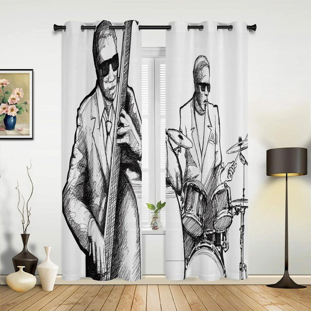 Bunte Rockmusik Gitarren Splash Art Vorhänge für dein Zuhause, Breite: 135 cm, Höhe: 60 cm - Bild 1