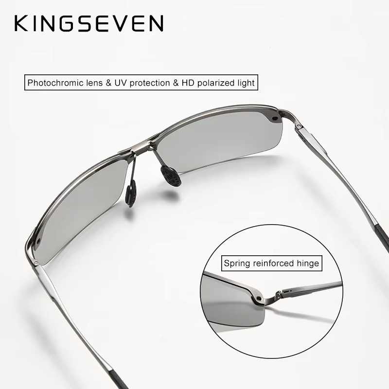 KINGSEVEN Sonnenbrille, randlos, Aluminium, rechteckig, polarisiert, Herren - Bild 4