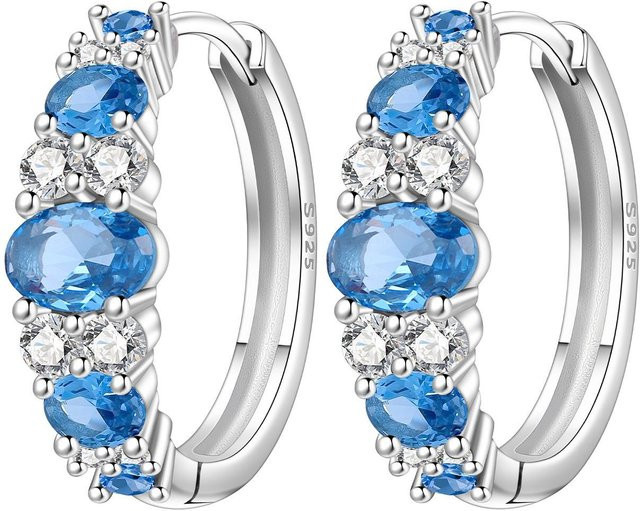 Orstarry Creolen 925 Silber, Blau Lila, Damen - Bild 1