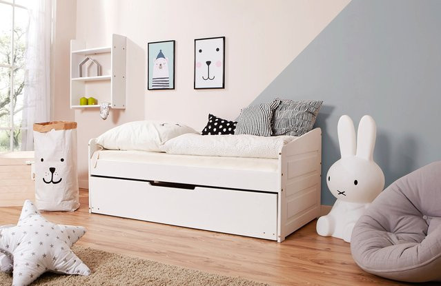 TiCAA Sofabett MINI Micki Komplett Set in Weiß, B/T/H: 80 x 160 x 70 cm - Bild 1