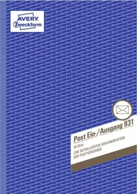 Avery Zweckform Post Ein-/Ausgangsbuch Nr. 931, A4, weiß, liniertes Papier - Bild 1
