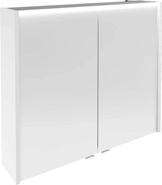 Fackelmann Spiegelschrank Verona mit LED-Beleuchtung und Steckdose, 2 Türen, Weiß Glanz, B/H/T: 80 x 68,3 x 16,5 cm - Bild 1