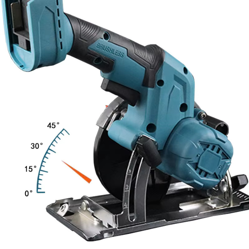 DWiusty Bürstenlose elektrische Kreissäge in Blau, 125 mm Multifunktions-Schneidwerkzeug mit 0-45 Grad Einstellbarkeit, kompatibel mit Makita 21V Akku - Bild 2