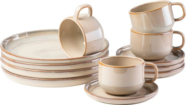 Gipfelstück Kaffeeservice Nebelwald aus Steinzeug in Beige - Bild 1