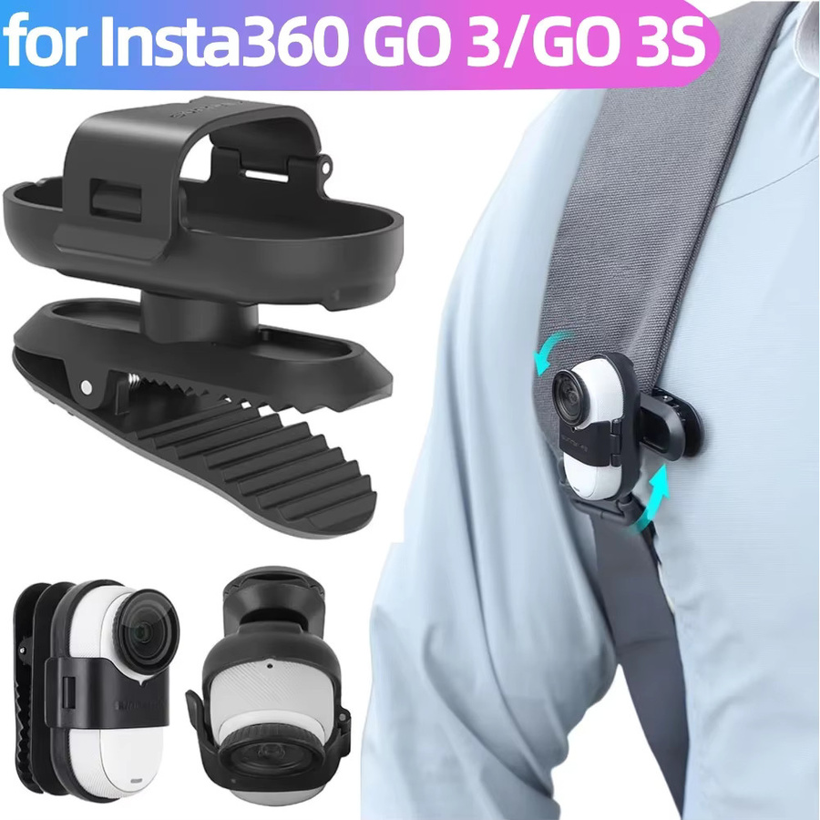 Insta360 Rucksack Clip Halterung mit 360 Grad Rotation für Insta360 GO 3 und GO 3S in Schwarz - Bild 2
