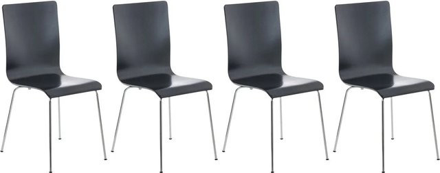 4er Set Besucherstühle DELUKE TUNIS Konferenzstühle und Bürostühle aus Holz und Metall in Schwarz, B/T/H: 43 x 47 x 87 cm - Bild 1