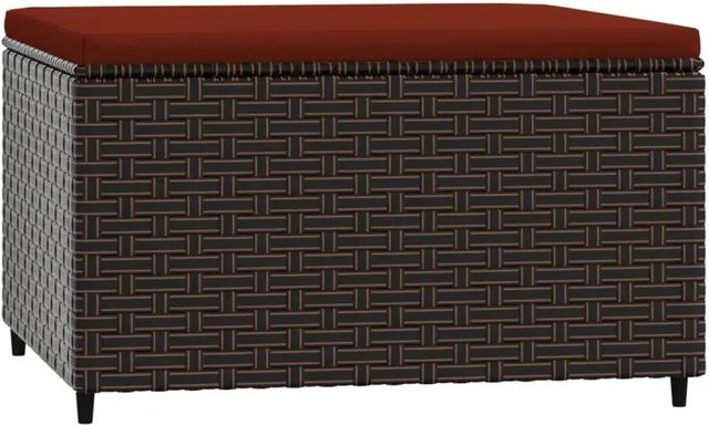 vidaXL Gartenhocker aus Poly-Rattan mit Kissen in Braun - Bild 1