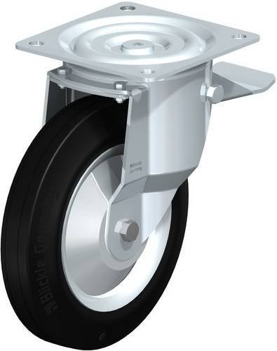 Blickle Lenkrolle L-V 252R-ST-EL-FA mit Feststeller in Schwarz und Silber, Rad-Durchmesser: 25 cm, Tragfähigkeit: 295 kg - Bild 1