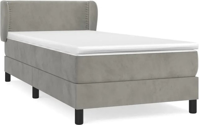 vidaXL Boxspringbett mit Matratze in Hellgrau, Hybridbett mit Taschenfederkern und Samtbezug, B/T/H: 80 x 200 cm - Bild 1
