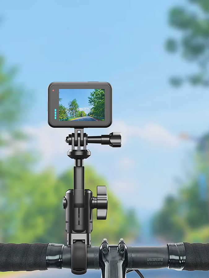 ALLOET Rotierende Kamera-Halterung für Motorrad und Fahrrad, kompatibel mit Insta360 X2 X3 X4, GoPro 12 11 10 und DJI, Farbe: Schwarz - Bild 5