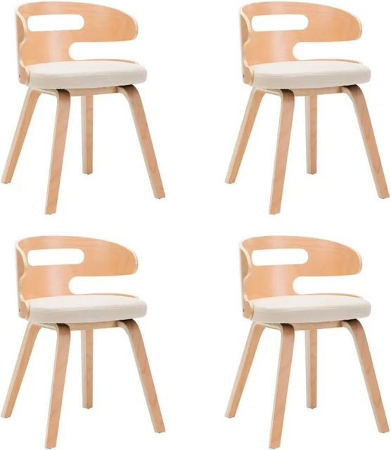 Set mit 4 vidaXL Esszimmerstühlen aus Bugholz und Kunstleder in Creme - Bild 1