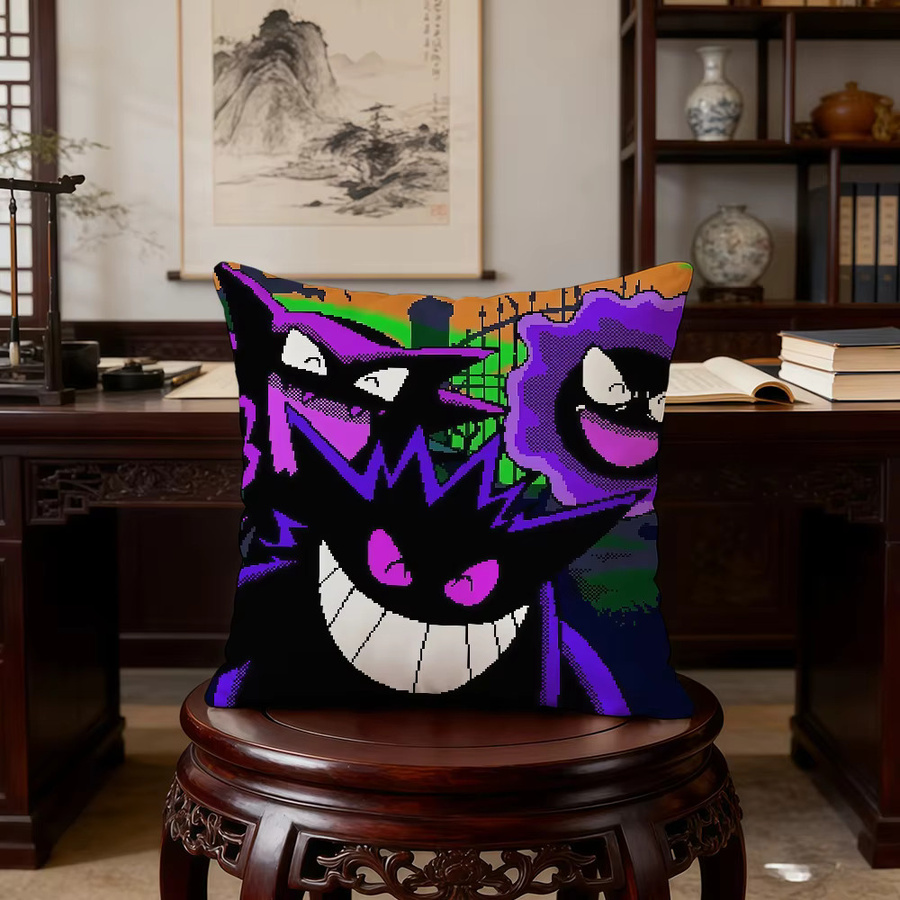 Potdemiel Gengar Kissenbezug mit Reißverschluss, doppelseitig bedruckt, Multicolour, Breite: 30 cm, Höhe: 30 cm, Tiefe: 30 cm - Bild 4
