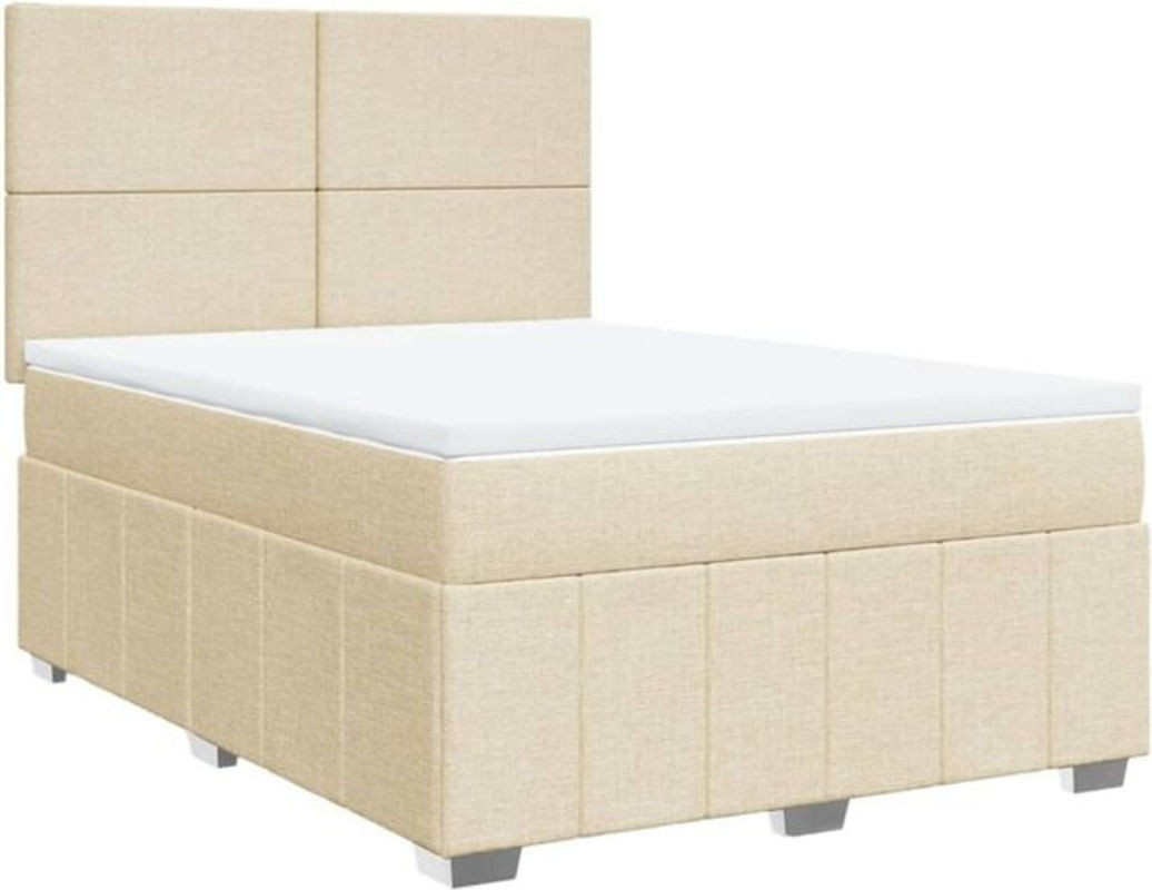 vidaxl Boxspringbett mit Matratze in Creme/Beige aus Stoff, Modernes Design, B/T/H: 140 x 190 cm - Bild 1