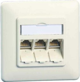 BTR NETCOM Anschlussdose mit 3 Ethernet LAN C6A Modulen, Weiß, TN C6Amod-3UP-180rw - Bild 1