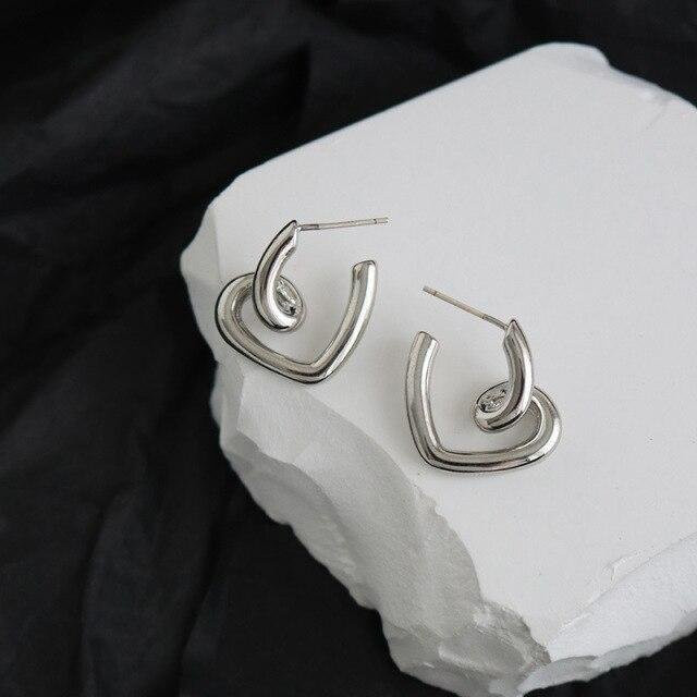 Ohrringe 925 Silber, Punk Herz Piercing Stecker, Damen - Bild 1