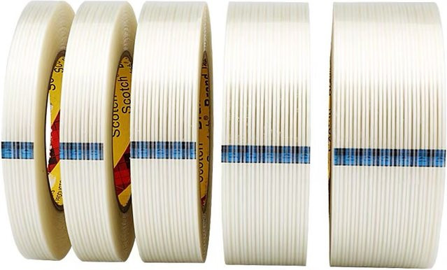 Transparentes Glasfaserband einseitig klebend für die Isolierung und Fixierung von Lithium-Batteriepacks, Länge: 25 m - Bild 1